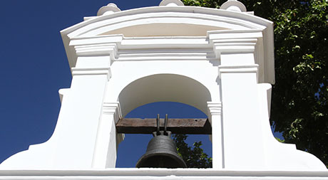 Gateway to the Franciscan Courtyard, with an old bell dating from 1,892